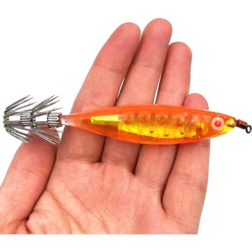 1Pcs Squid Jigs 10cm 12.5g Wood Shrimp with Octopus Squid Jig Hooks Cuttlefish Fishing Lure