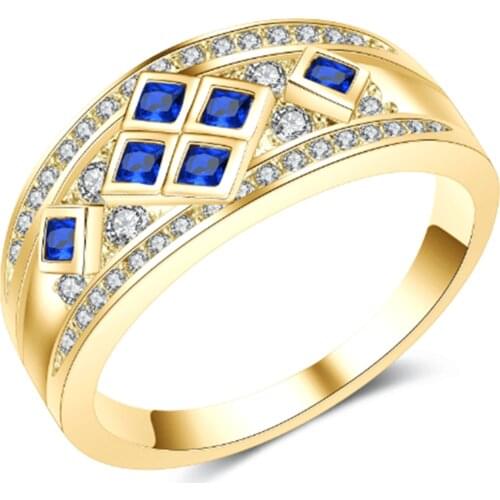 Jewelry Size 6/7/8/9 Womens Yellow Gold Color Crystal Rings Wedding Party Gift R017