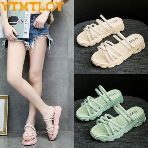 Two-wear Sandals Womens Summer 2021 New Style Wild Sports Thick-soled Sponge Cake Roman Fairy Style Womens Shoes Ins Tide