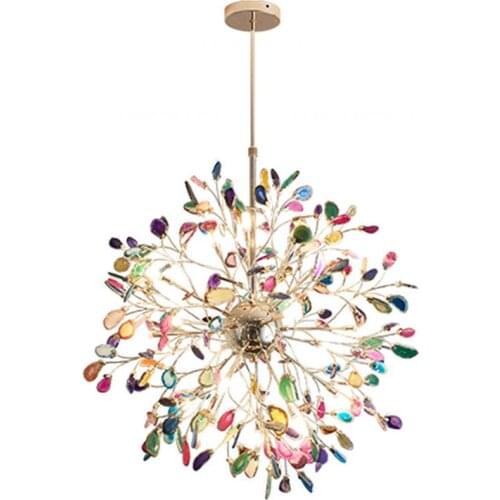 Globe LED chandelier agate blue/green/purple/pink agate chandelier for bedroom/living room/kitchen/dining room/foyer