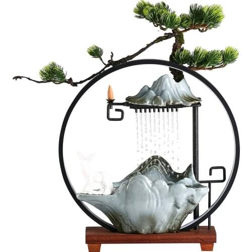 Water Fountain Decoration Lucky Living Room Office Hallway Desktop Backflow Incense Atomization Humidifier Gift Home Decore