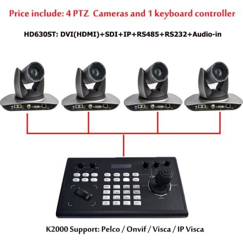 VMix HDMI / SDI PTZ 30X PTZ Video Conference Camera with 4D Joystick IP Control RS232 RS485 Controller