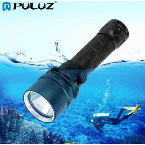PULUZ 1xCREE XM-L2 1000LM LED Diving Waterproof Flashlight Torch Brightness Waterproof 50m White Light LED TorchSize:45x30x155mm
