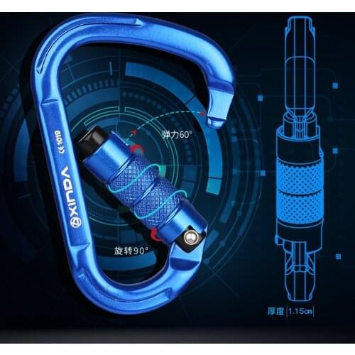 XINDA Outdoor Rock Climbing Carabiner 25KN Safety Connector Lock Aluminum Alloy Spring-loaded Gate Buckle Survive Equipment