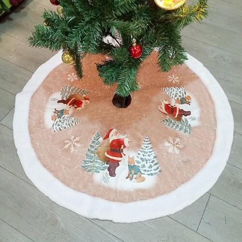 Christmas Tree Skirt Decorations Soft Festival Celebration Accessory 98cm Comfortable Santa Reindeer Xmas Tree Ornaments