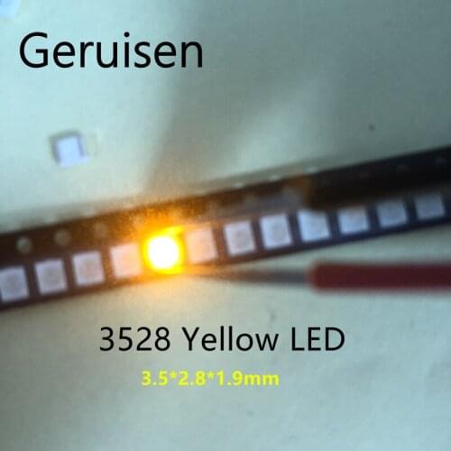 Yellow POWER TOP 1210 3528 SMD SMT PLCC-2 1500MCD Ultra Bright LED New Free shipping Wholesale 100PCS