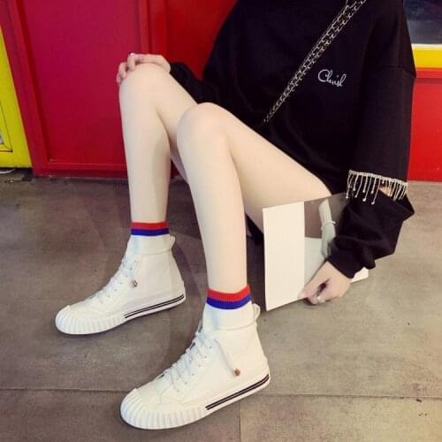 2020 spring and autumn new color matching knitted yarn mouth trend high-top womens shoes fashion cross lace shell shoes X384