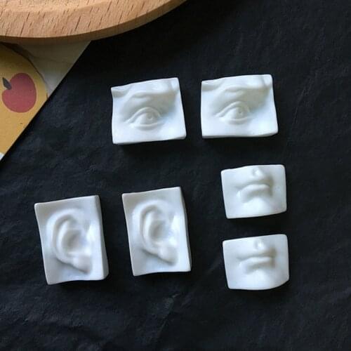 10Pcs White Resin 3D Ear Eye Mouth Patch For Handmade Earrings Hair Accessories Personality Niche Jewelry Accessories