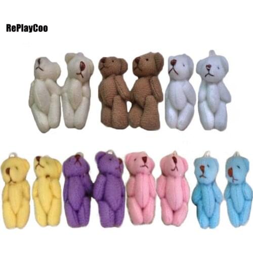 100Pcs/Lot Mini Teddy Bear Stuffed Plush Toys 3cm Small Bear Stuffed Toys pelucia Pendant Kids Birthday Gift Party Decor 145