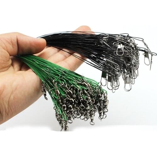 20pcs/lot Anti-bite Fishing Wire Line Leash Lure Fishhook Line 15cm/21cm/25cm Fishing Leash With Swivel Snap Fishing A18