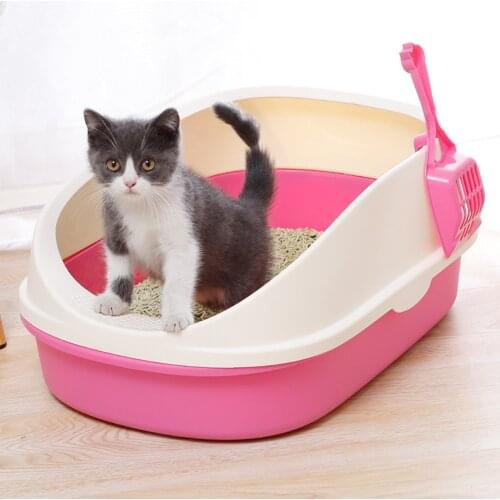 40*29*13.5cm Cat Bedpans Cat Litter Basin Semi-closed Cat Excrement Cat Toilet Flexible and Pressure Resistant Crack Prevention