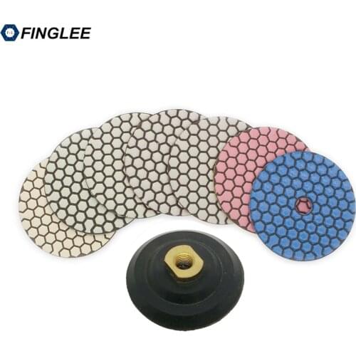 7pcs 4 Inch Diamond Dry Flexible Polishing Pad Backer Granite,Marble Mirro Buffing Ceramic Stone Work Restoration Grinding Disc