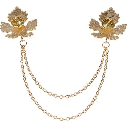 Antique Bronze Maple Leaf Tassel Chains Shirt Collar Brooch Neck Tip Punk