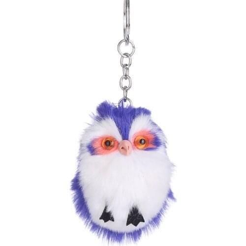 Cute Fluffy Owl Keychain & Pendant Women Girls Key Ring Holder Faux Bunny Rabbit Fur Pompoms animal fur Key Chains Jewelry gift