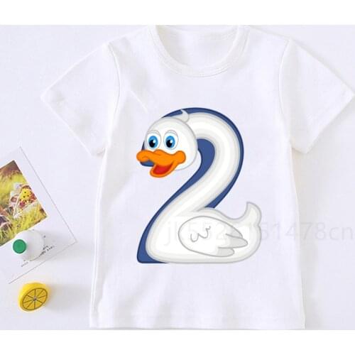 Kids Cute Animals Number Print T Shirt Animal Children Birthday Party Boy T-shirts Boy&Girl Funny Tshirt Present