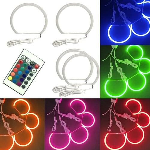For BMW E46 E36 E39 E38 LED Angel Eyes 131mm and 146mm RGB Colorful Multicolor Car Halo Semicircle Daytime Running Lights