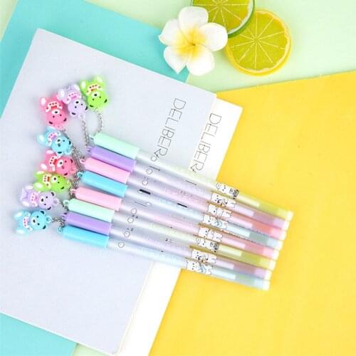 36 pcs/lot Kawaii Bear Pendant Erasable Gel Pen Cute 0.5mm Signature Pens Promotional Gift Office School Supplies