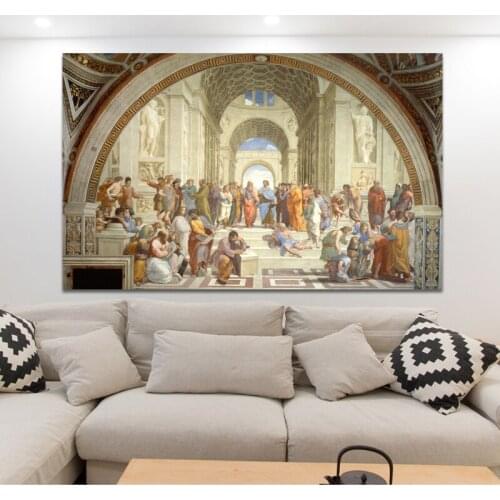 Famous Painting Art School of Athens by Raphael Posters and Prints on Canvas Wall Art Pictures for Living Room Decor No Frame