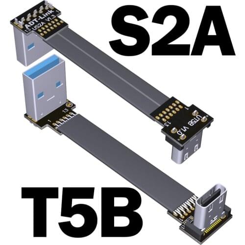 FPV Micro USB 3.1 Gen2 Type-C 90 Degree To USB-A Riser Adapter 3cm-300cm FPC Ribbon Flat USB3.1 Type A 20Pin Extension Cable