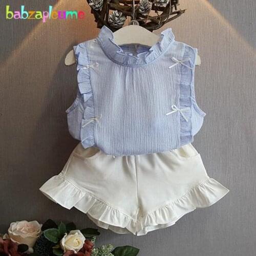2PCS/2-6Years/Summer Baby Costume Girls Boutique Outfit Children Clothing Sets Sleeveless T-shirt+Shorts Children Clothes BC1097