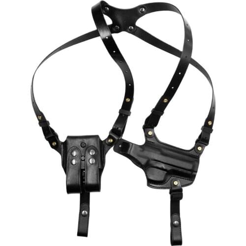 Gun&Flower Beretta 92FS Pistol Leather Holster Concealed Carry Shoulder Gun Holder with Mag Pouch