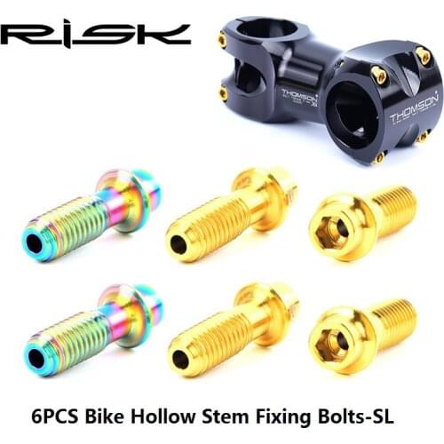 RISK 6Pcs M5*18 mm Titanium SL Stem Fixing Bolts MTB Bicycle Bike Steering Stem Handlebar TC4 SL Screw Bicycle Fastening Parts
