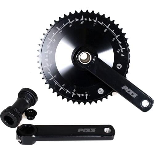 PIZZ Crank Speedometer Pattern Hollow Crankset Single Speed Fixie BIKE 48T/51T Bicycle Chainwheel 165mm High Quility Include BB
