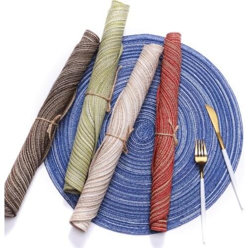 Round woven placemat, heat-insulated western placemat, cotton yarn tablemat