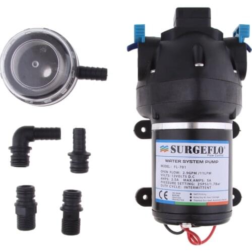 Black Metal Performance 25PSI 11LPM Spraying Water Self-Priming Pressure Diaphragm Pump