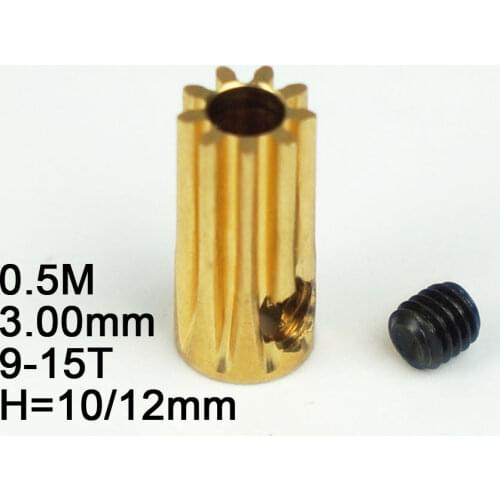 RC Model Metal Pinion Gear 0.5M 3.0mm (hole diameter) 9T/10T/11T/12T/13T/14T/15T Height:12mm/10mm