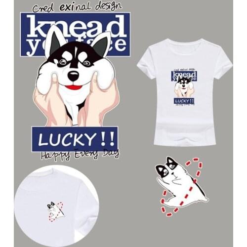 Cute dog Patches Heat Transfer Iron On Patch A-level Washable Clothes Stickers Easy Print By Household Irons Appliques