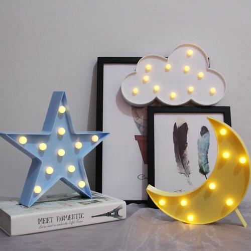 Lovely Cloud Star Moon LED 3D Light Night Light Kids Gift Toy For Baby Children Bedroom Tolilet Lamp Decoration Indoor Lighting