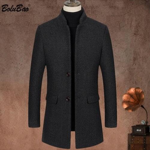 BOLUBAO Fashion Men Wool Blend Coat Winter New Mens Casual Wild Wool Overcoat Quality Brand Male Solid Color Wool Coat
