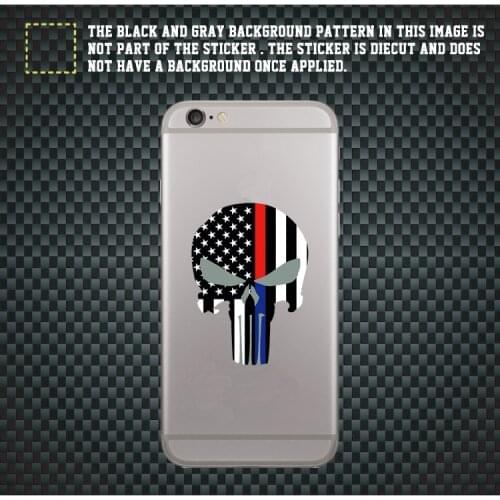 PET US Flag Punisher Mobile Phone Sticker Half BLUE and Half RED BLUE RED LINE DECAL Make Old Blue Bar Punisher Cup Stickers