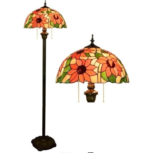16inch Tiffany sunflower Stained Glass floor lamp E27 110-240V for Home Parlor Dining bed Room