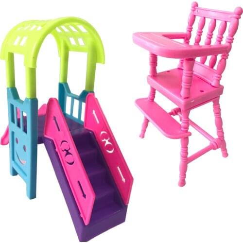 NK Two-piece Doll Accessories Pink Baby Chair Toddler Slide Garden Toy Kelly Mini Furniture 1:12 Doll DIY Toy 002B 5X