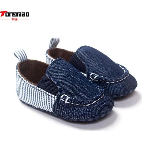 2019 Fashion Leisure Newborn Baby Boy Kids First Walkers Soft Bottom Anti-slip Shoes Infant Denim Toddler Slip-On Crib Loafer