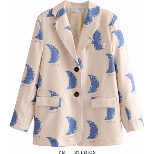 New personality printing ladies suit loose office lady OL suit jacket trendy blazer women blazers jacket women coats