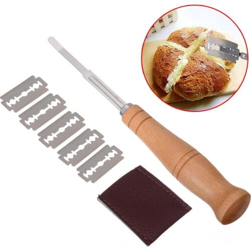 1 Set Baking Curved Dough Bread Cutter Edge 5pcs Replacement Blades Western Baguette Cutting French Toast Bagel Cutter Tools