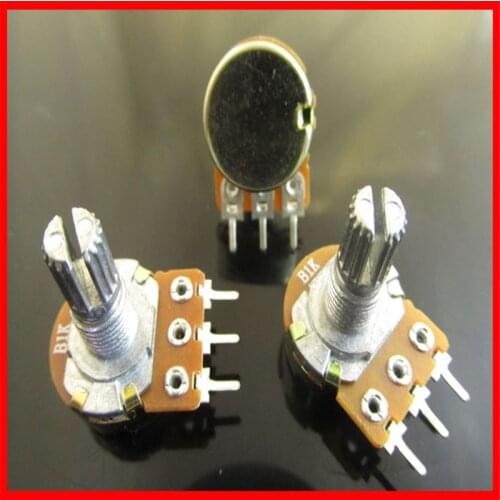 Single 1K adjustable potentiometer 3 feet B1K adjustable resistance flower shaft handle length 15MM shaft button potentiometer