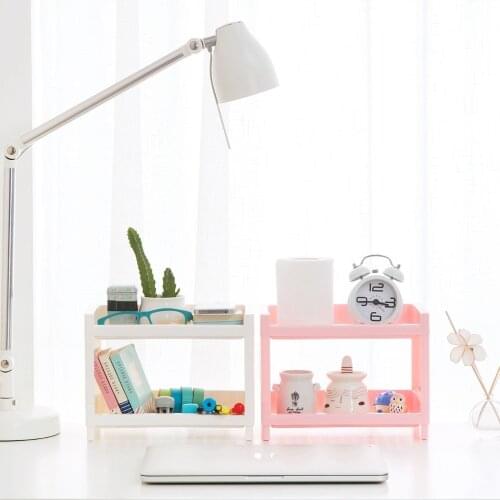 OTHERHOUSE Plastic Desktop Shelf Sundries Storage Rack Shelves Makeup Organizer Home Stationery Books Holder Bathroom Organizer