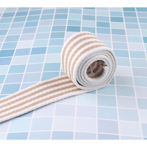 38mm White Khaki Striped Webbing Polyester Cotton Fabric Belt Canvas Ribbon for Bag Pet Collar Backpack Clothes Decorations