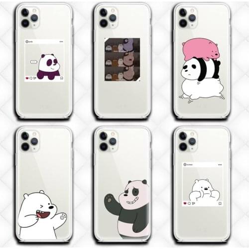 Cute Cartoon Funny Bear Panda Phone Case clear for iphone 12 pro max mini 11 pro XS MAX 8 7 6 6S Plus X 5S SE 2020 XR cover