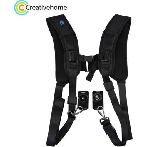 Camera Harness Strap PULUZ Quick Release Double Shoulder Harness Soft Pad Decompression Foam Shoulder Strap Belt for DSLR Camera