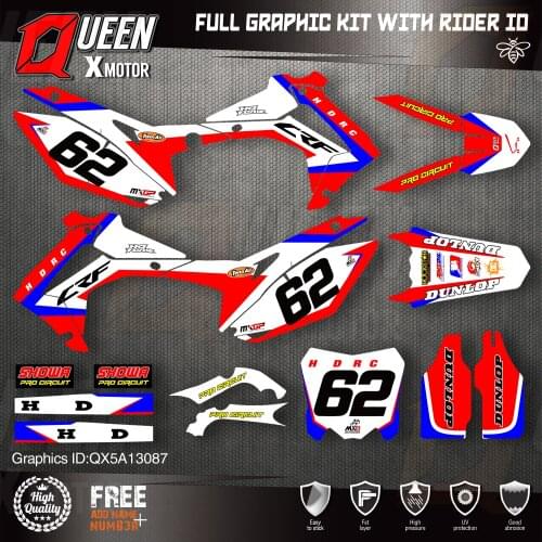 QUEEN X MOTOR Custom Team Graphics Backgrounds Decals Stickers Kit For HONDA 2014-2017 CRF250R 2013-2016 CRF450R 087