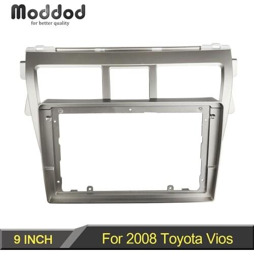Double din 9 Inch Radio frame for Toyota Vios 2008 belta Yaris Sedan Stereo Panel Refitting Dash Mounting Installation DVD Kit
