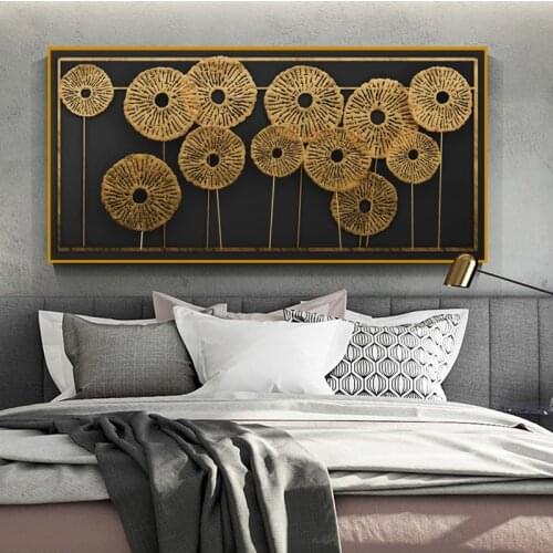 RELIABLI ART Black Gold Flowers Wall Pictures For Living Room Modern Posters and Prints Decorative Painting Canvas Painting