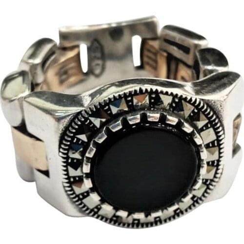 ROLEX WATCHBAND ROUND ONİKS AND BAGUETTE STONE MEN 'S RING