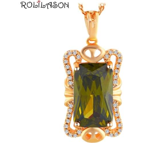 ROLILASON Wonderful Green Gold Tone Fashion Jewelry Pendant Wholesale&Retail LNS639 for Women