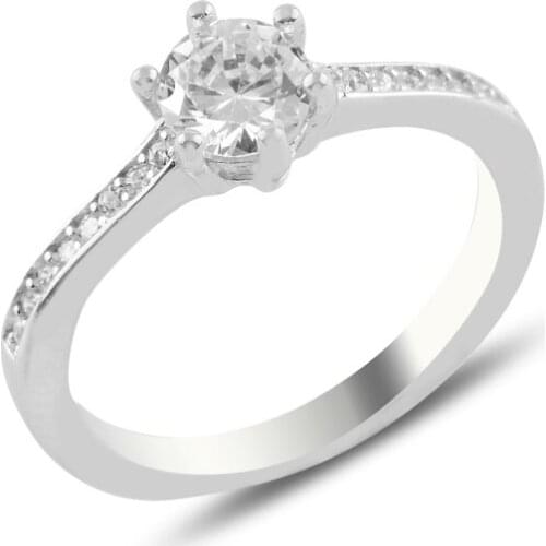 Silver 925 Sterling Zircon Engagement Ring